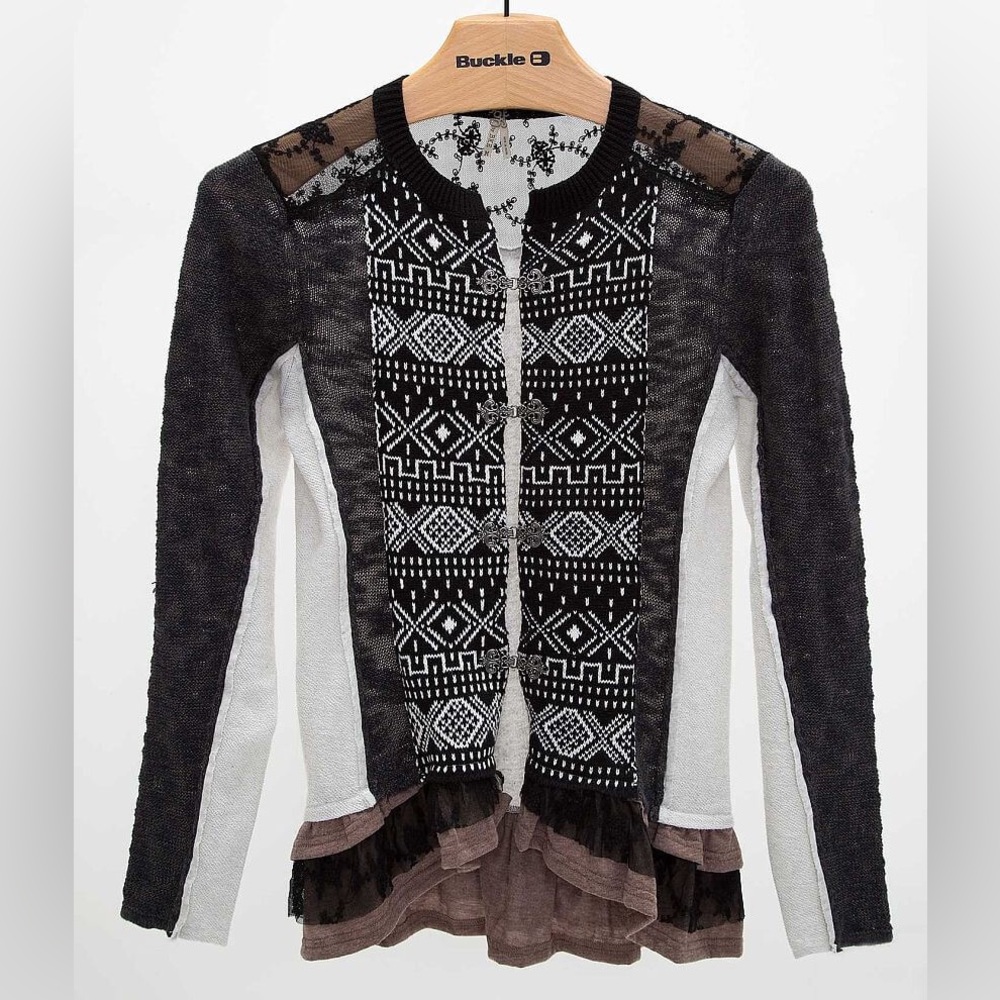 by BKE Ruffled Cardigan Sweater size L